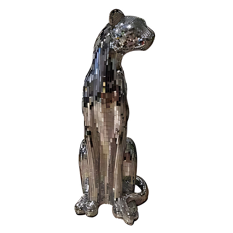 Leopard Animal Craft Statue – Glitter Glass Figurine for Home Decoration & Gift Idea
