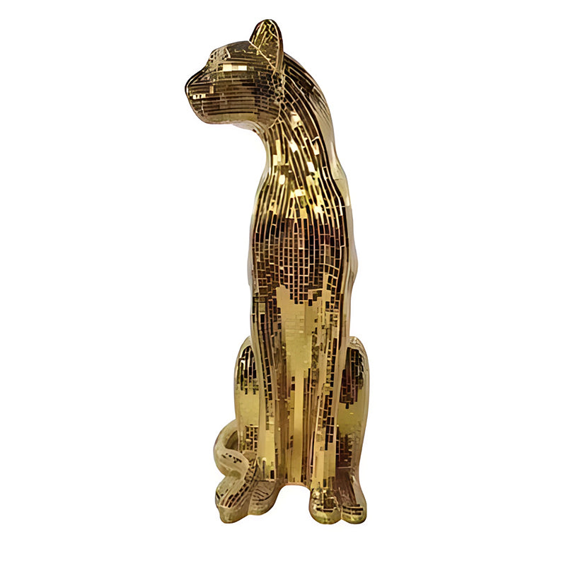 Leopard Animal Craft Statue – Glitter Glass Figurine for Home Decoration & Gift Idea