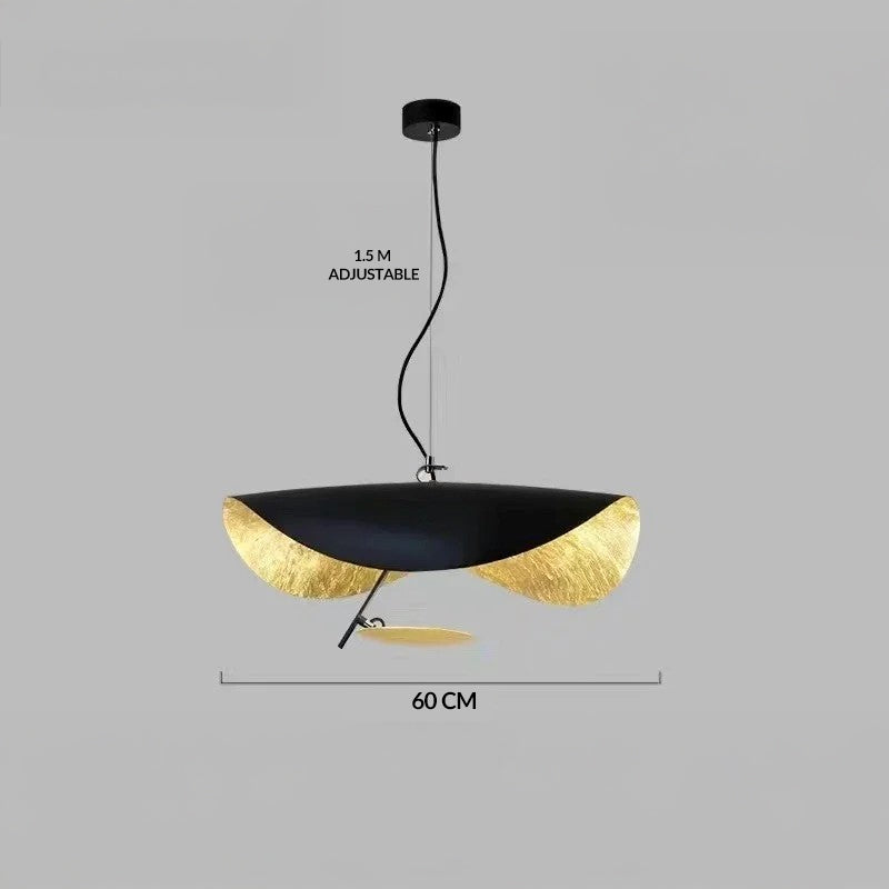 Modern Curved Chandelier French Hat Art Design LED Pendant Light for Living Rooms & Restaurants