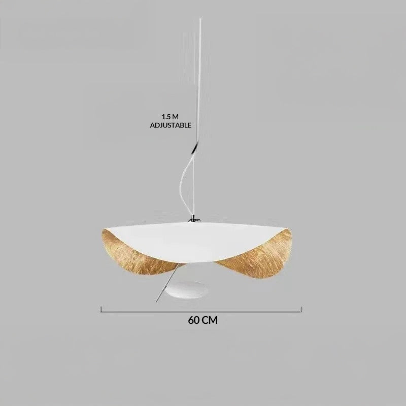 Modern Curved Chandelier French Hat Art Design LED Pendant Light for Living Rooms & Restaurants