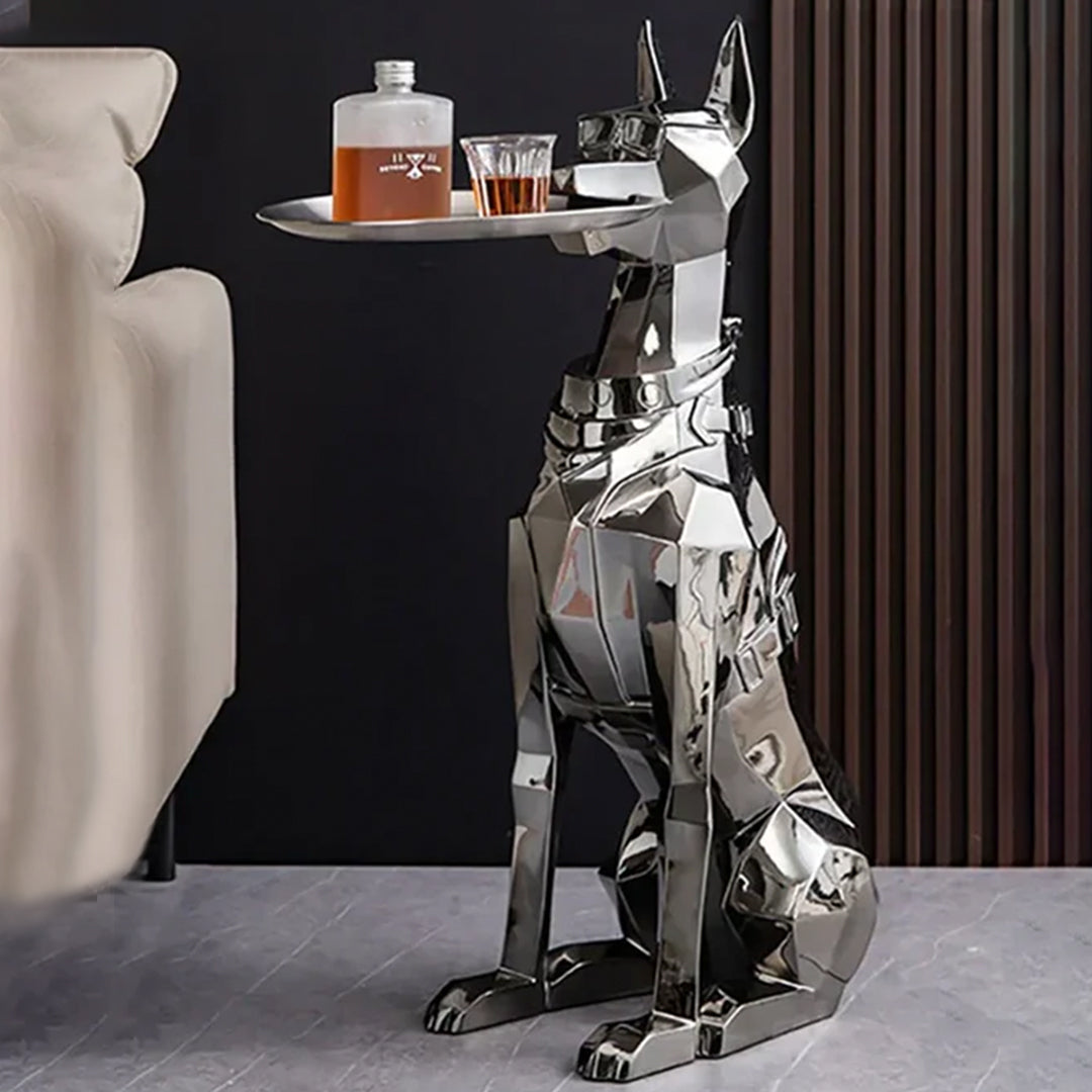 Large Doberman Dog Sculpture – Stylish Home Decoration with Functional Tray Storage