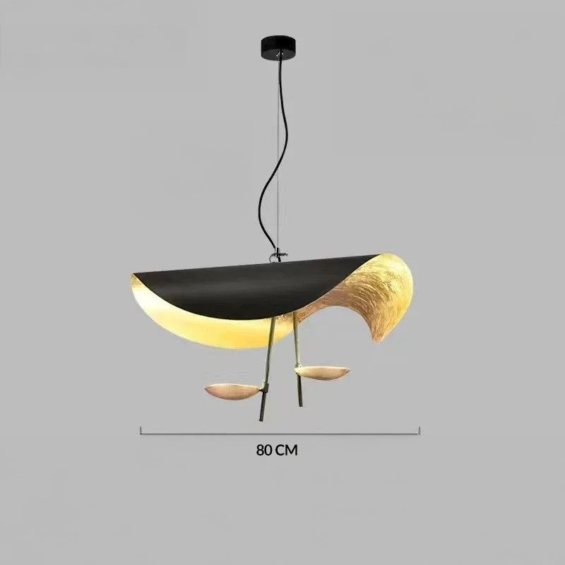 Modern Curved Chandelier French Hat Art Design LED Pendant Light for Living Rooms & Restaurants