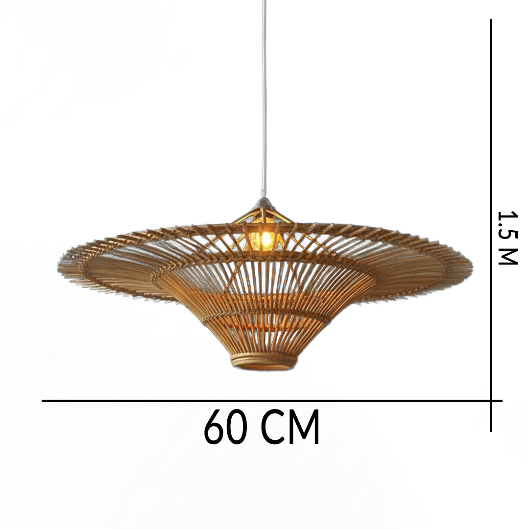 Bohemian Wicker Straw Hat Lamp for Living Room, Restaurant & Shop Decor