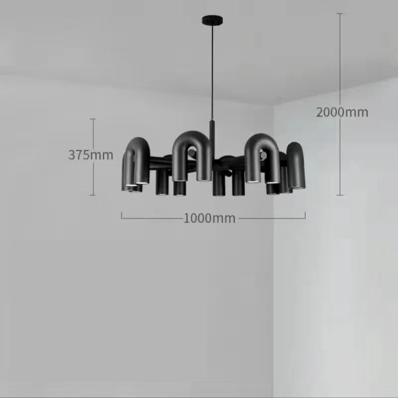 Modern U-Shaped Chandelier Minimalist Pendant Lamp for Kid's Rooms, Living Room & Bedroom Decor