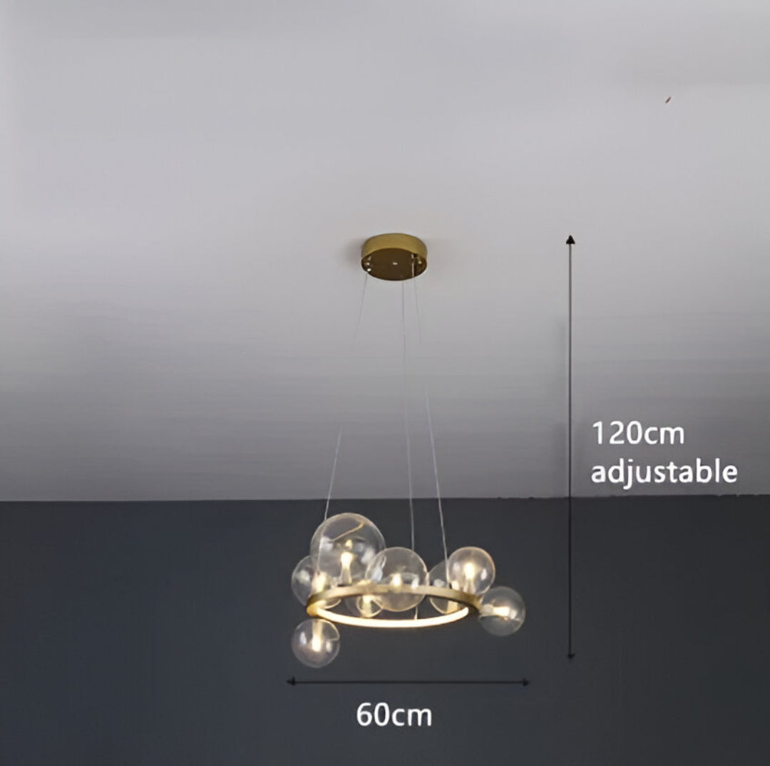 Luxury Nordic Ring Chandelier Glass Ball LED Pendant Light for Kitchen & Living Room Decor