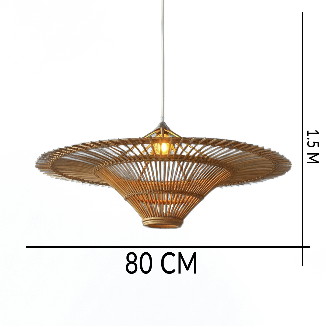 Bohemian Wicker Straw Hat Lamp for Living Room, Restaurant & Shop Decor
