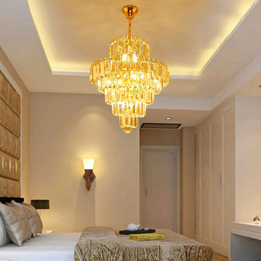 Golden Crystal Pendant Light for Dining & Living Spaces