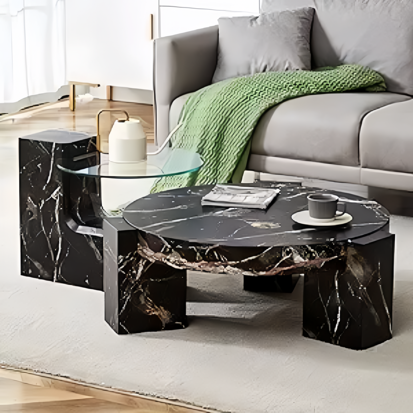 Modern Round Nesting Tables with Sleek MDF Tops for Living Room & Offices