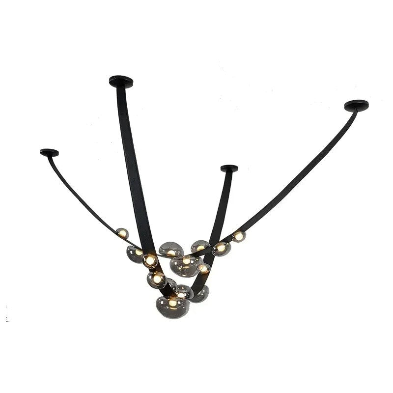 Nordic Leather Pendant Light LED Glass Chandelier for Living Rooms