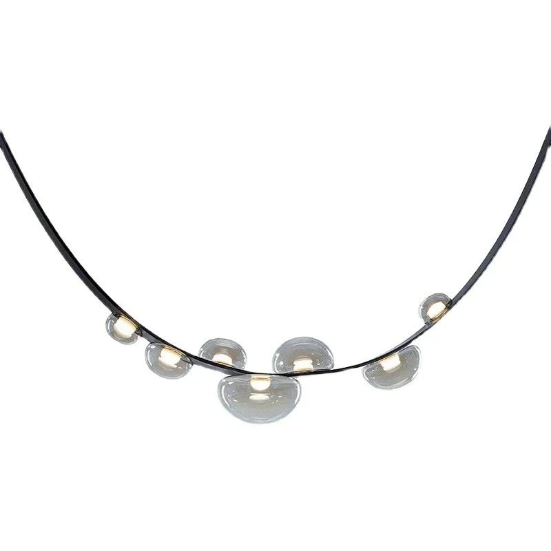 Nordic Leather Pendant Light LED Glass Chandelier for Living Rooms