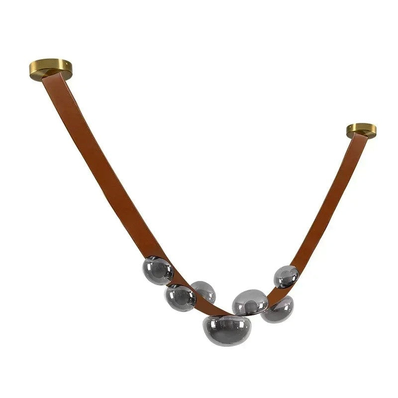 Nordic Leather Pendant Light LED Glass Chandelier for Living Rooms