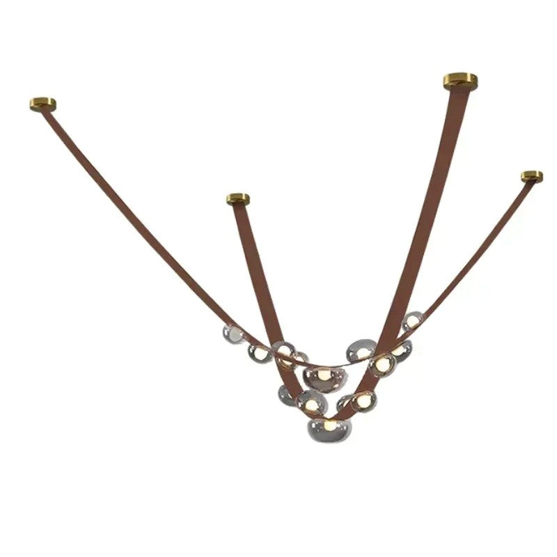 Nordic Leather Pendant Light LED Glass Chandelier for Living Rooms