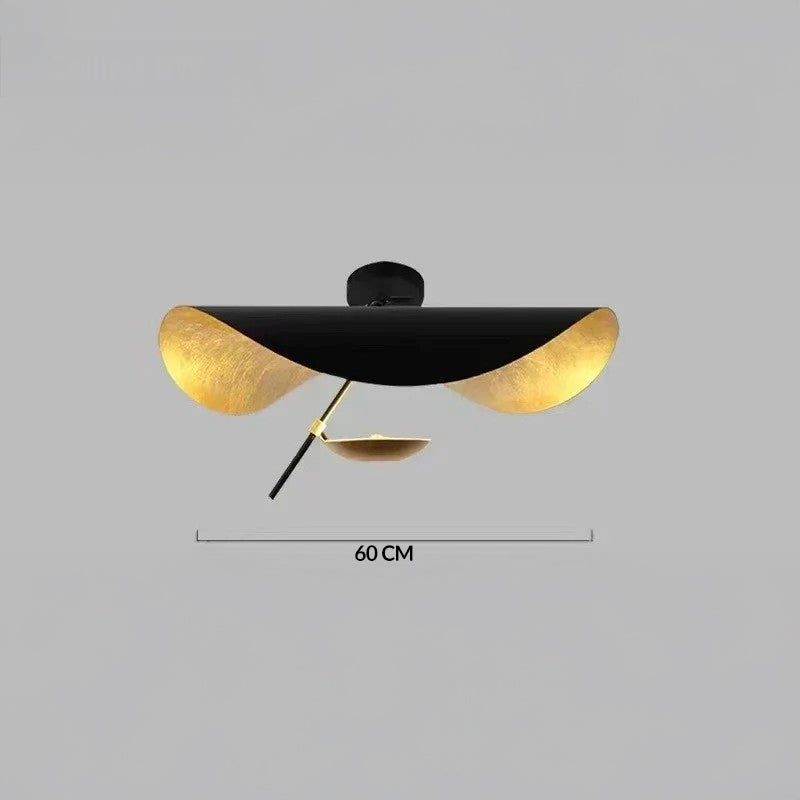 Modern Curved Chandelier French Hat Art Design LED Pendant Light for Living Rooms & Restaurants