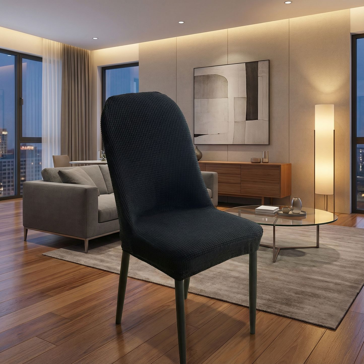 Luxury Jacquard Curved Chair Covers for Dining & Living Rooms