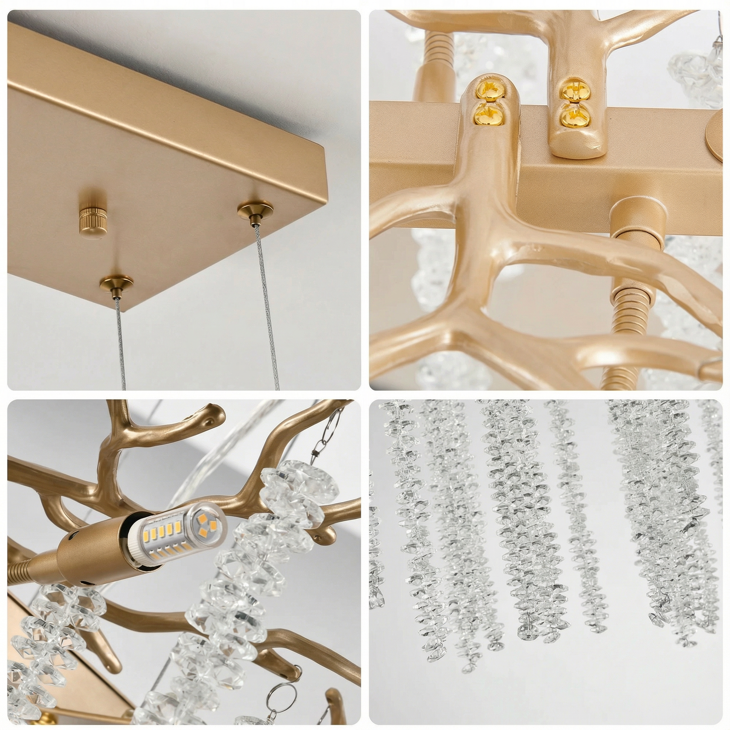 Elegant Crystal String Chandelier Golden Pendant Lamp for Living Room & Foyer