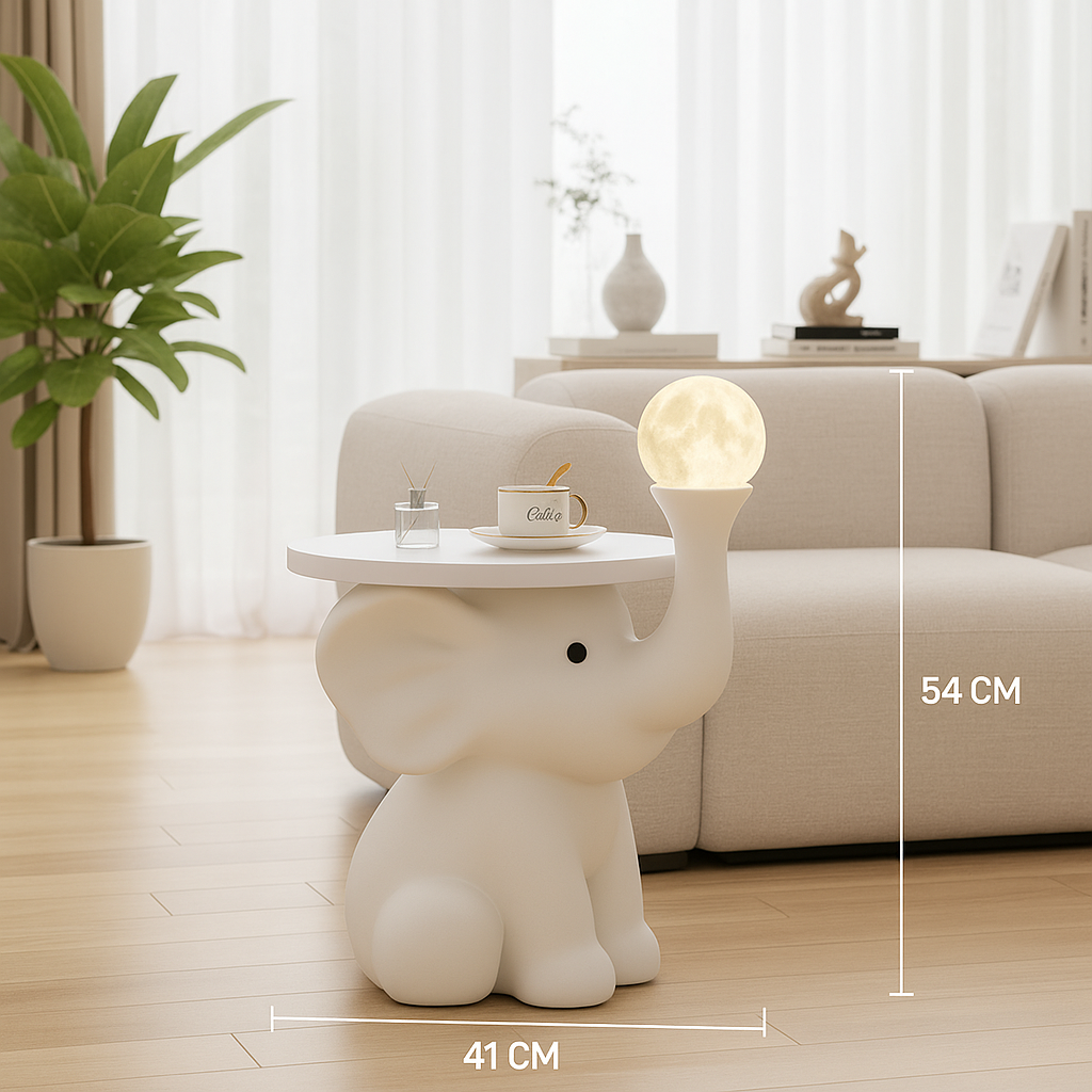 Luxury Elephant Moon Lamp Minimal Round Table