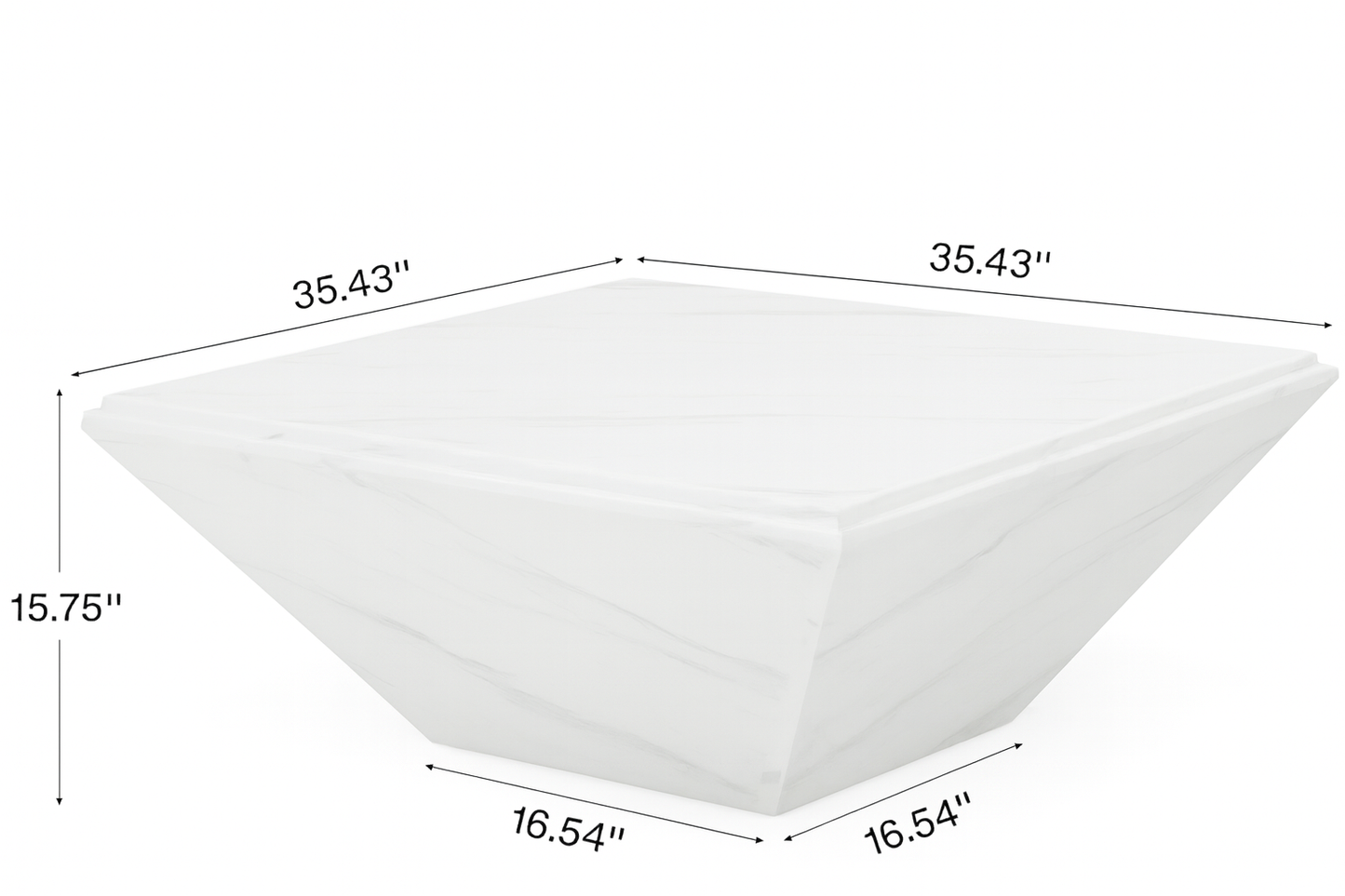 Modern Square Faux Marble Coffee Table with Wooden Design Perfect for Large Living Rooms