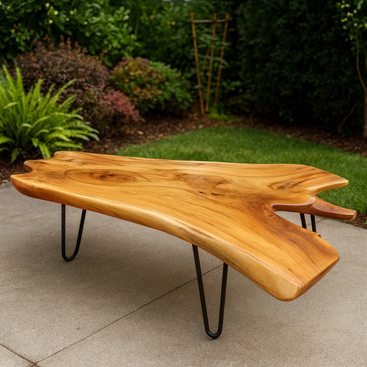 Natural Wood Coffee Table Live Edge Design for Living Room Elegance