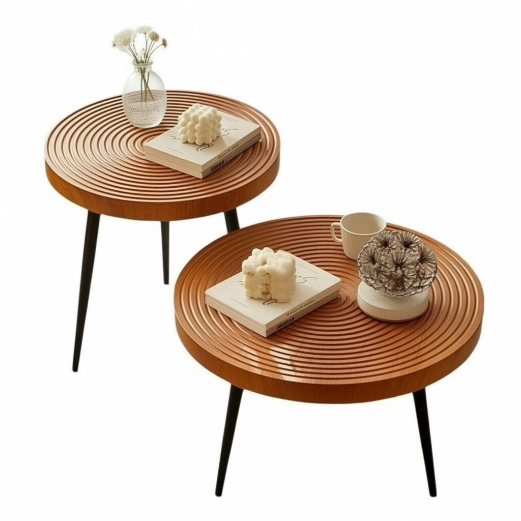 Nordic Japanese Round Wooden Table for Living Rooms