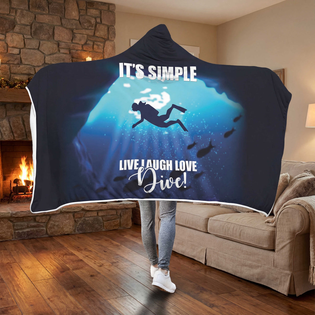 Live Laugh Love Dive Hooded Blanket