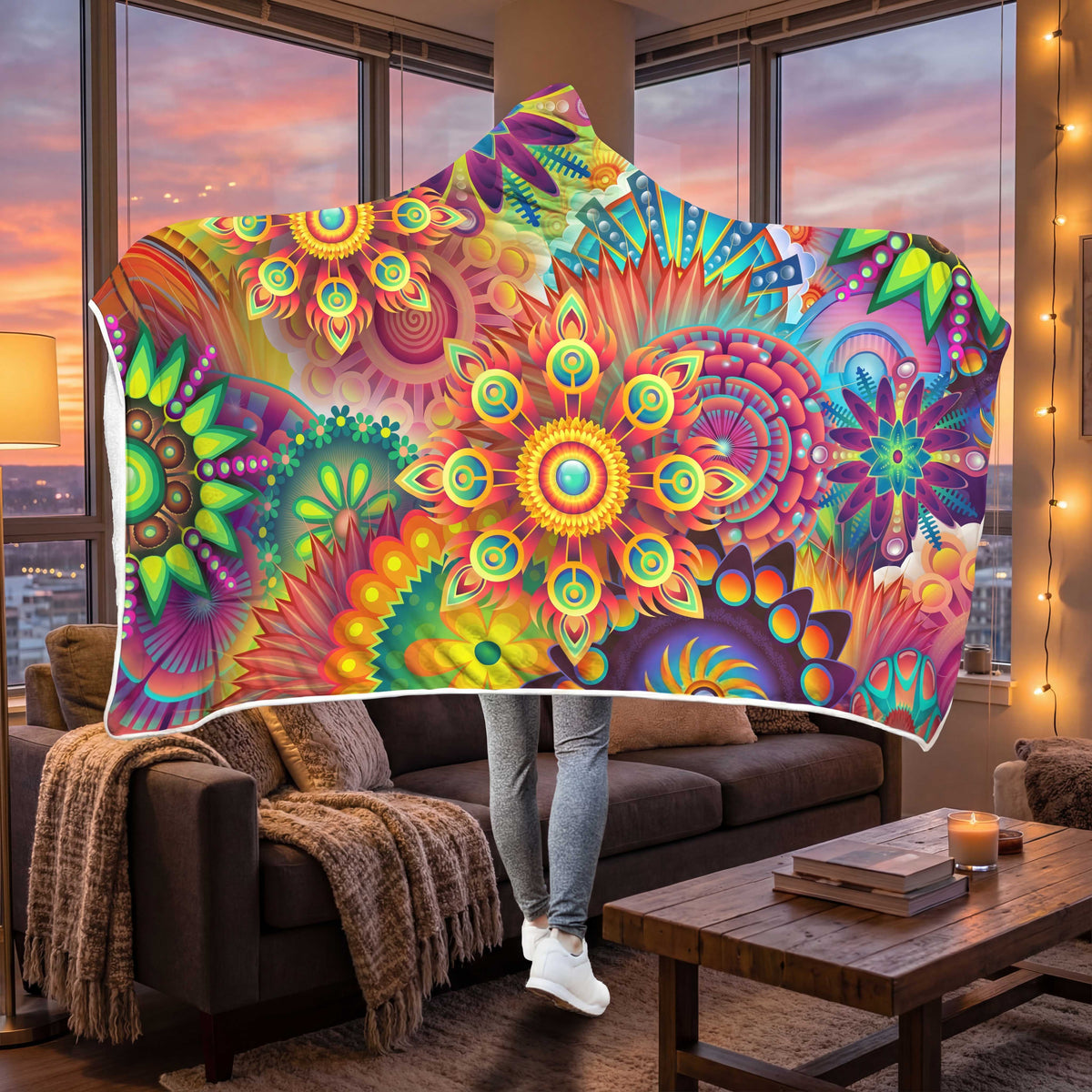 Colorful Custom Designed Hooded Blanket