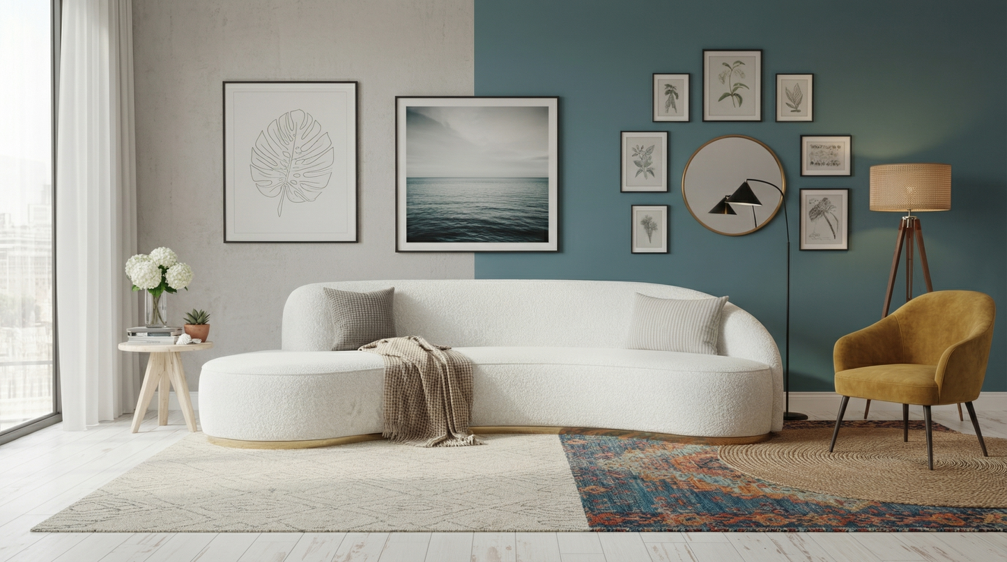 Luxury Nordic  Curved Sofa for Living Room & Home Interiors