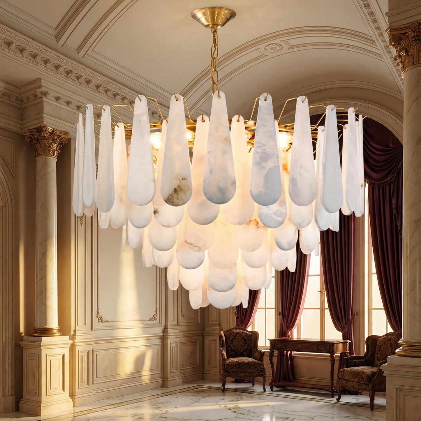 Premium French Marble Chandelier  with Copper Perfect Lighting for All Spaces