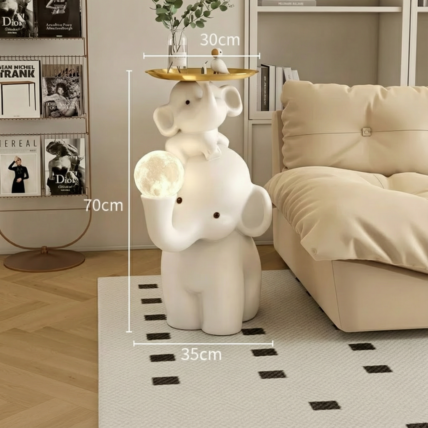 Elephant Side Table Shelf For Living Room & Modern Household Décor