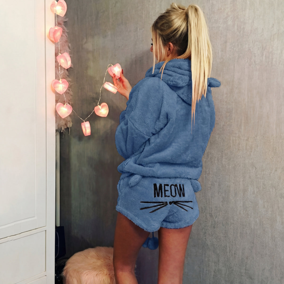 Trendy Meow Two Piece Clothing Set for Casual & Lounge Wear