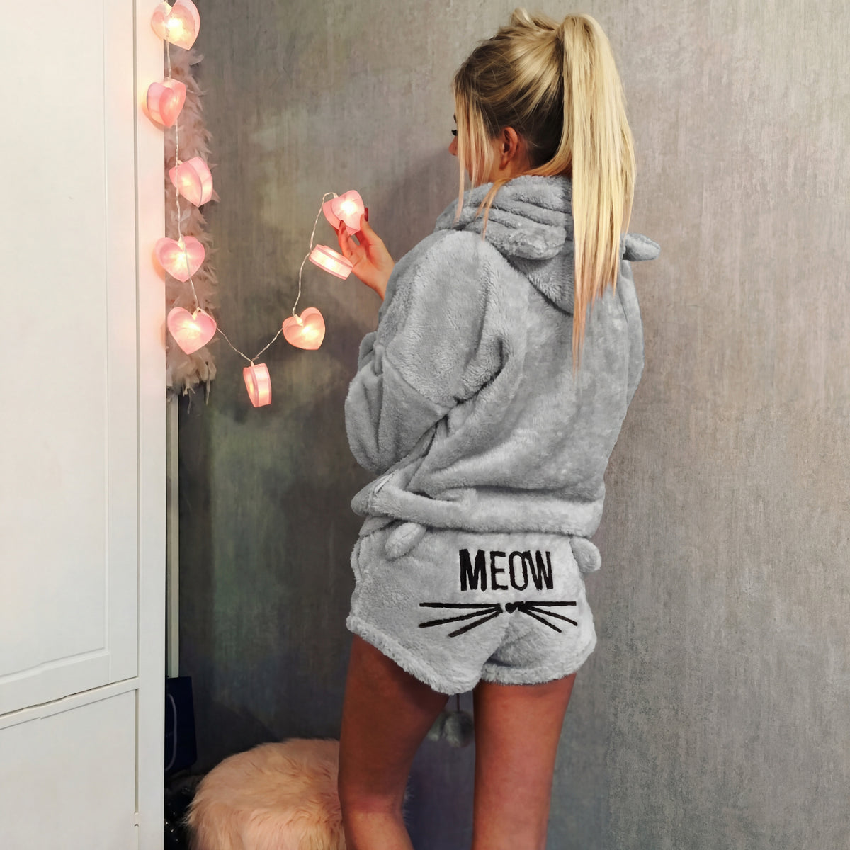 Trendy Meow Two Piece Clothing Set for Casual & Lounge Wear