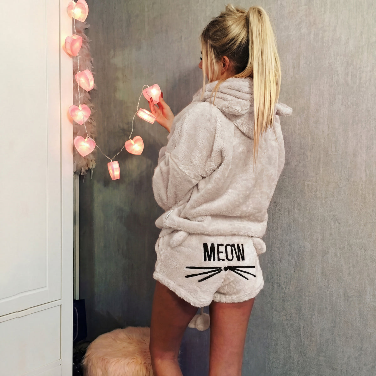 Trendy Meow Two Piece Clothing Set for Casual & Lounge Wear