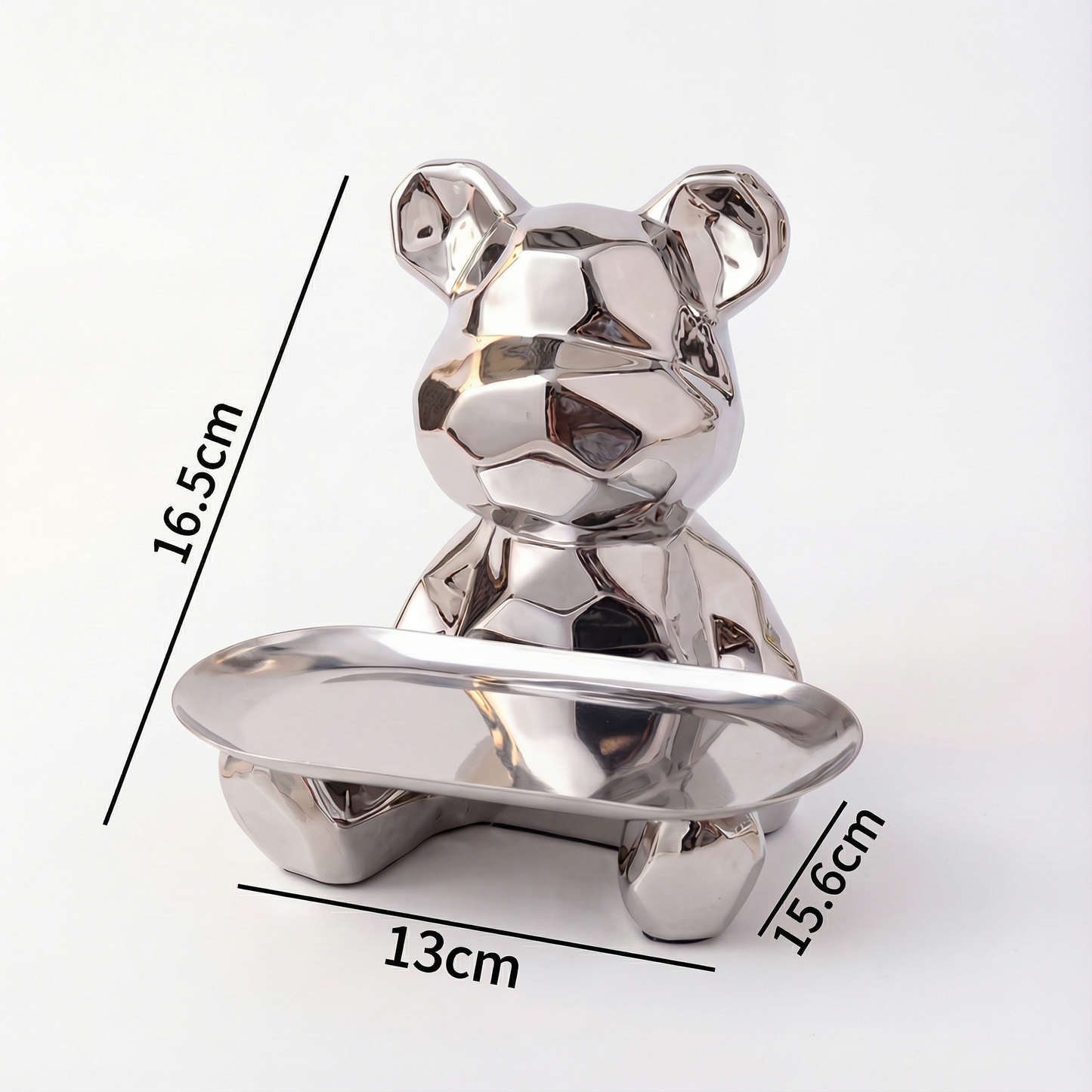 Geometric Bear Tray Statue with Smart Storage Perfect for Living Rooms & Any Space