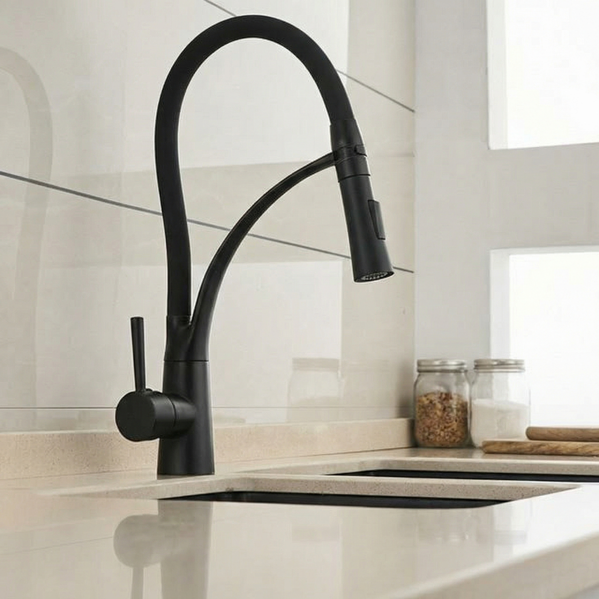 LED Kitchen Faucets with Rubber Design Chrome