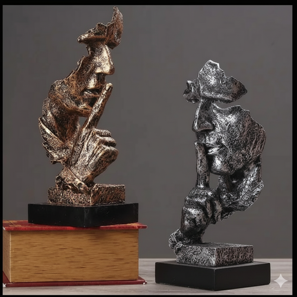 Luxury Abstract Crafts – Silence Is Golden Figurine for Living Room & Workspace