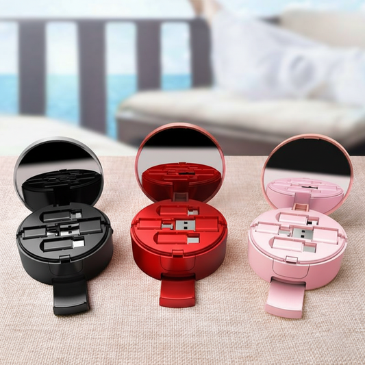 All in One Gadget Retractable Cable Mirror, Phone Stand for Travel & Daily Use