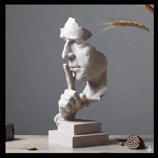 Luxury Abstract Crafts – Silence Is Golden Figurine for Living Room & Workspace