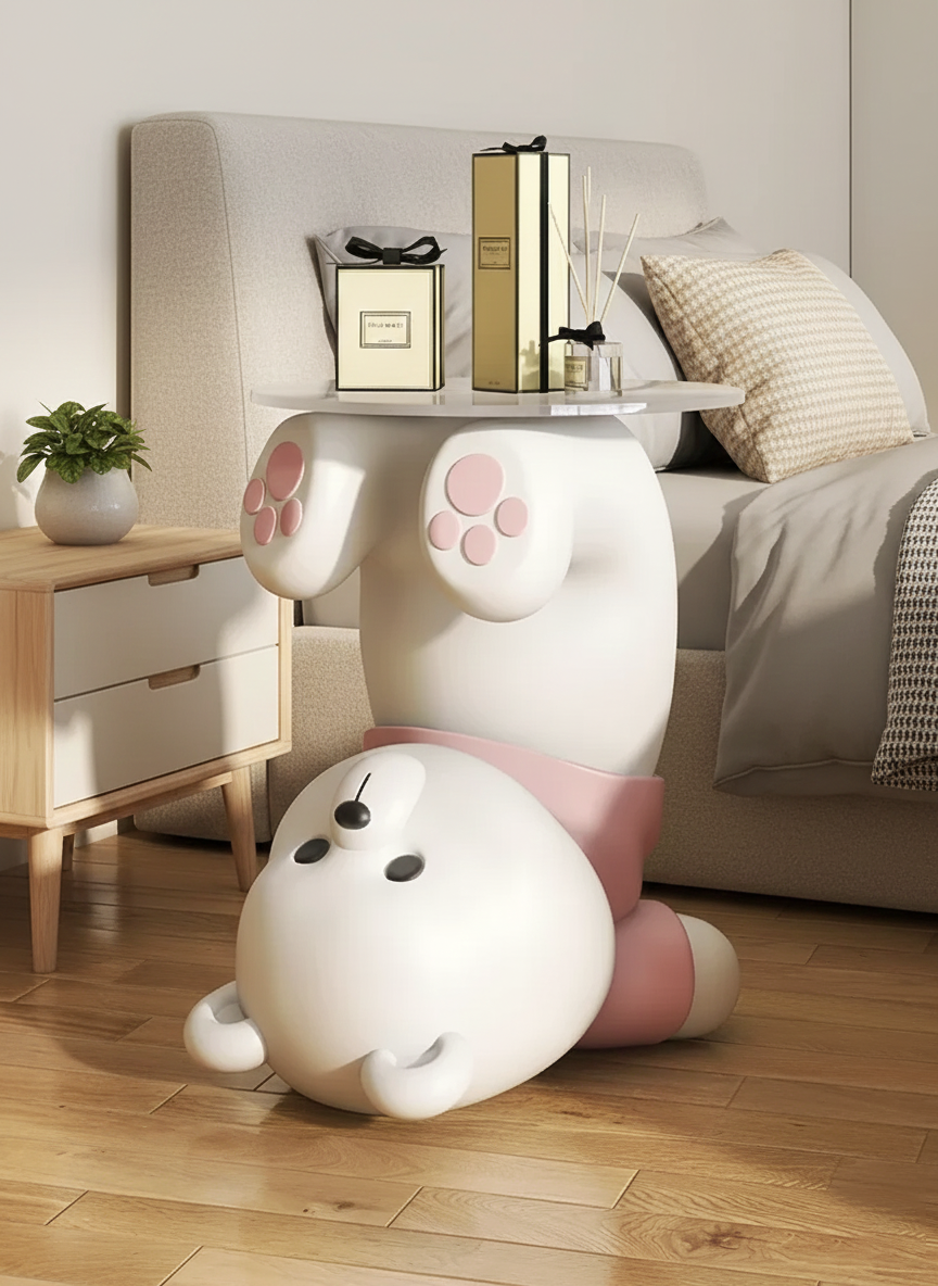 Luxury Nordic Bear Glass Side Table for Living Room & Bedroom