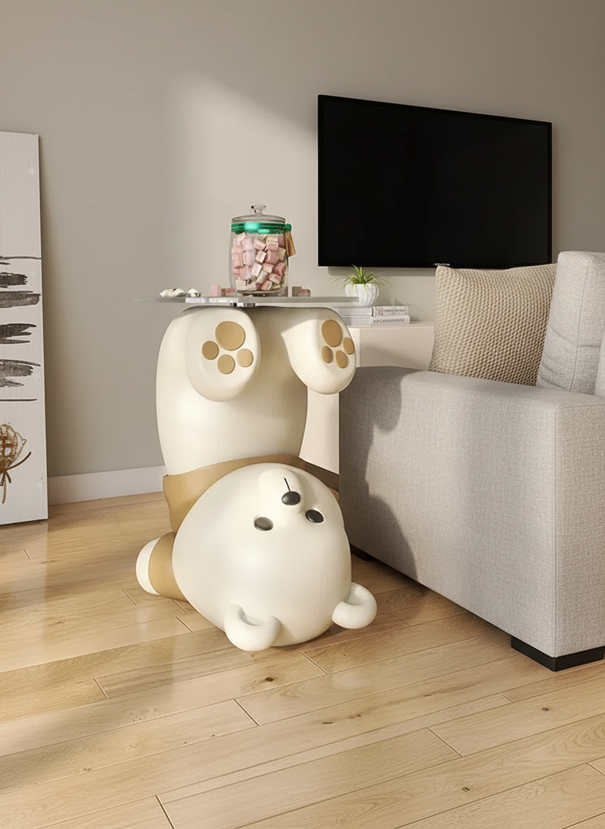 Luxury Nordic Bear Glass Side Table for Living Room & Bedroom