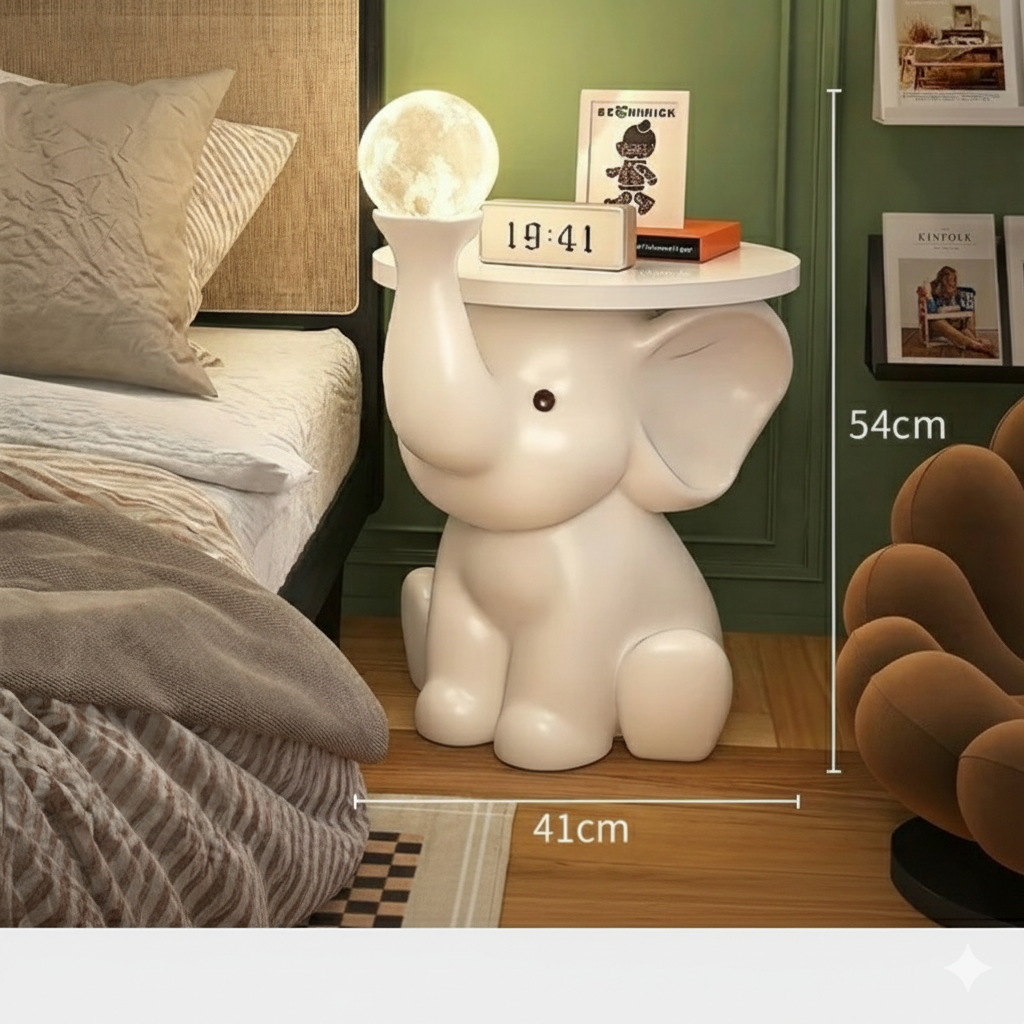 Elephant Side Table Shelf For Living Room & Modern Household Décor