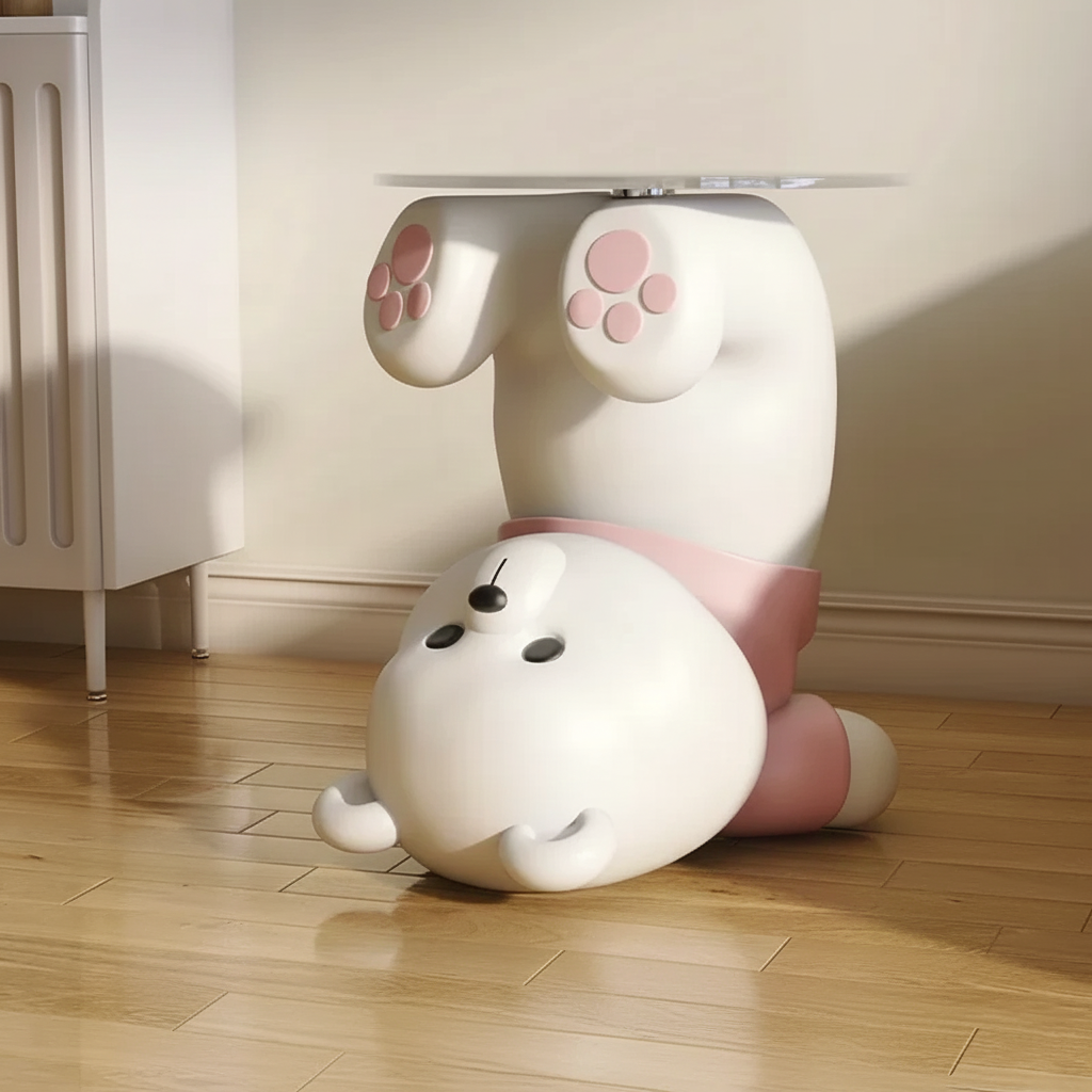 Luxury Nordic Bear Glass Side Table for Living Room & Bedroom