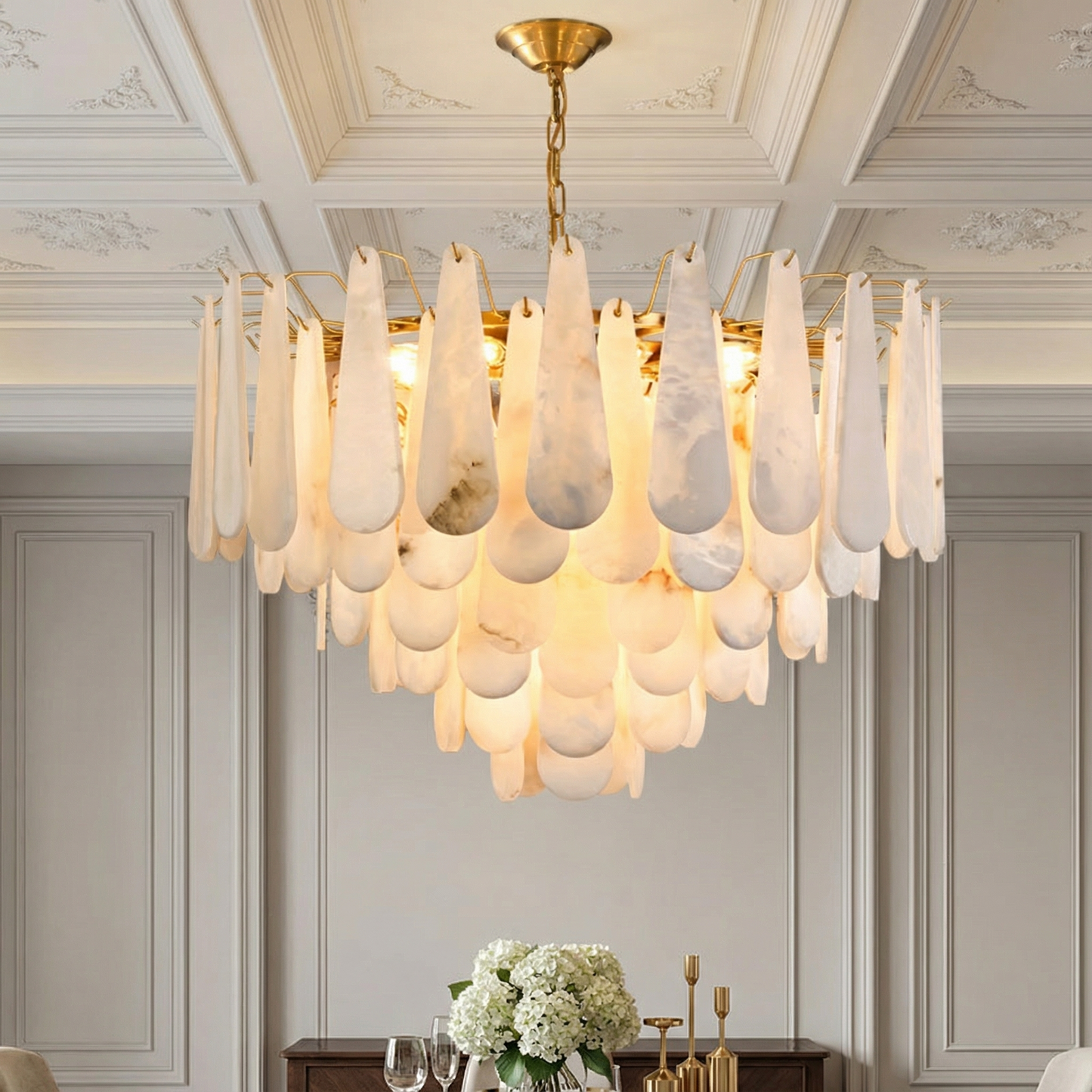 Premium French Marble Chandelier  with Copper Perfect Lighting for All Spaces