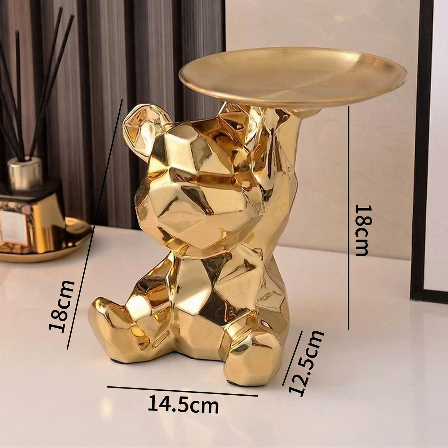 Geometric Bear Tray Statue with Smart Storage Perfect for Living Rooms & Any Space