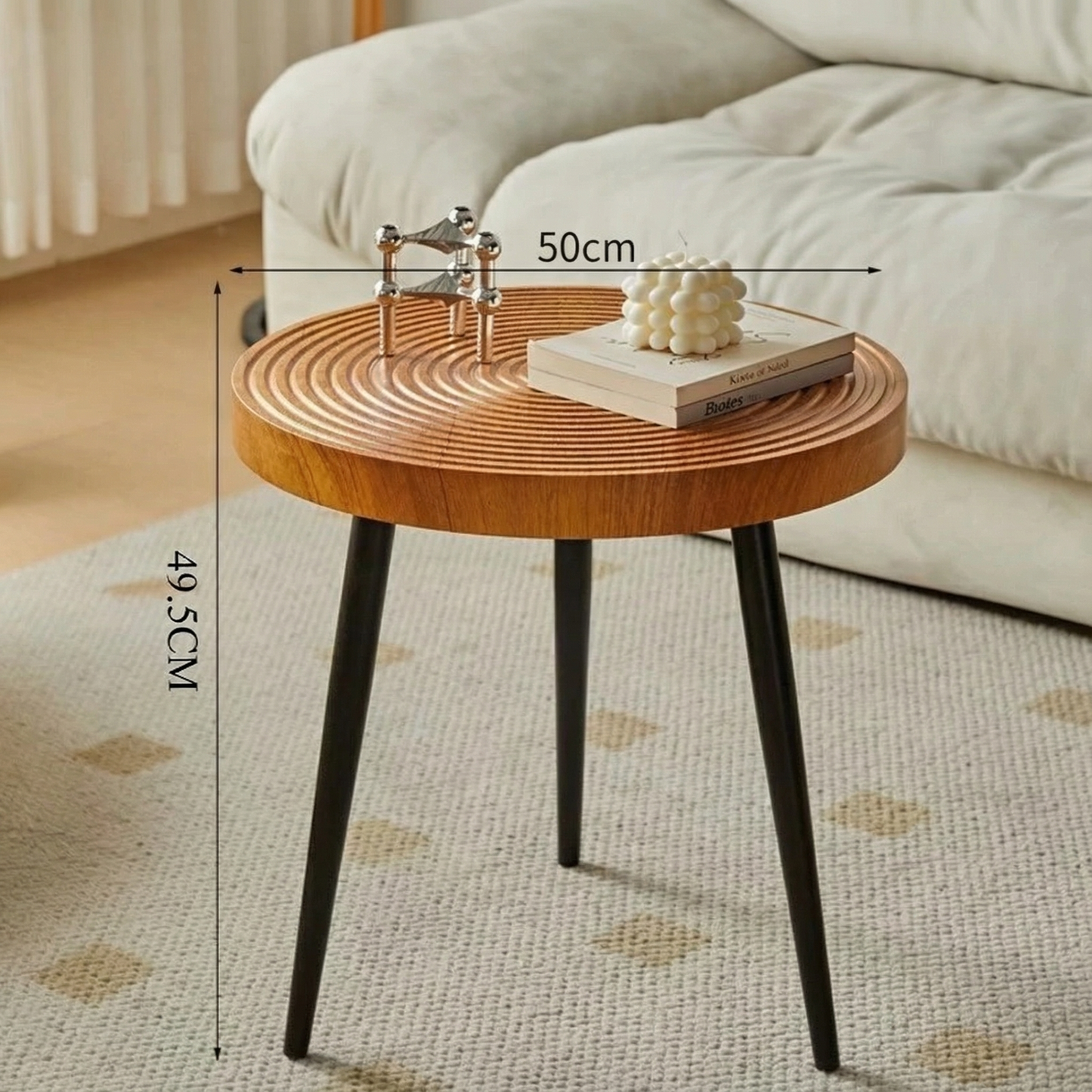 Nordic Japanese Round Wooden Table for Living Rooms
