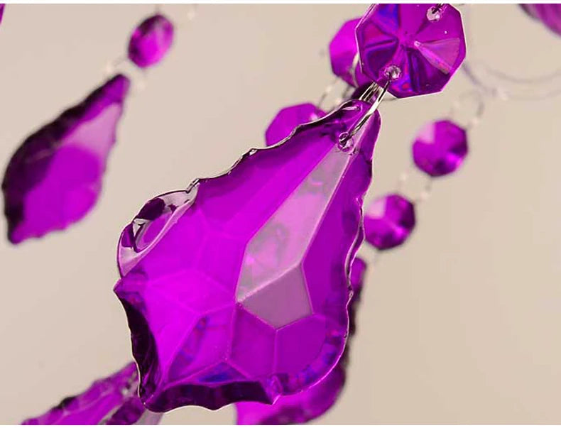 Luxurious Purple Crystal Chandelier Ideal for Villas, Weddings, and Space Decor