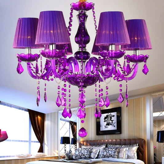 Luxurious Purple Crystal Chandelier Ideal for Villas, Weddings, and Space Decor