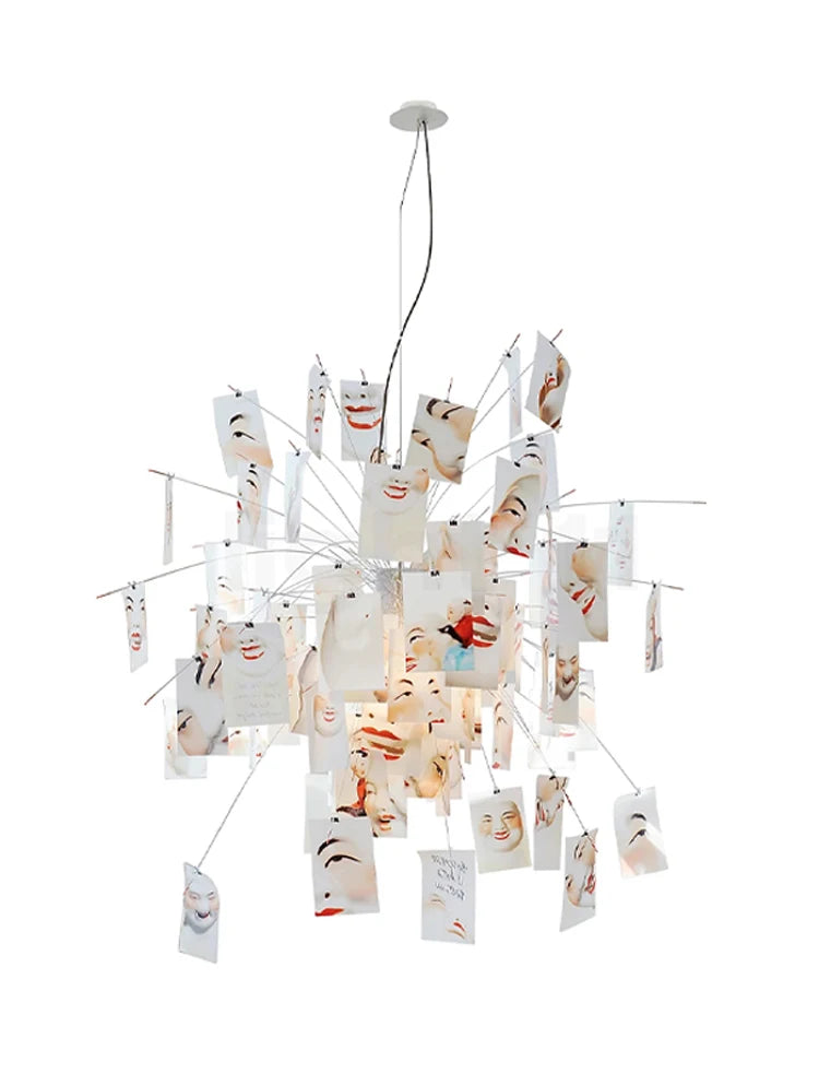 Postmodern Chrome Paper Chandelier for Living Rooms & Bedrooms