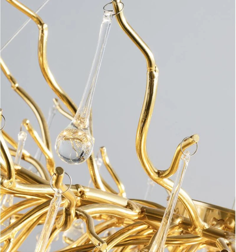 Luxury Crystal Golden Branch Chandelier for Living Room, Hotel & Lobby