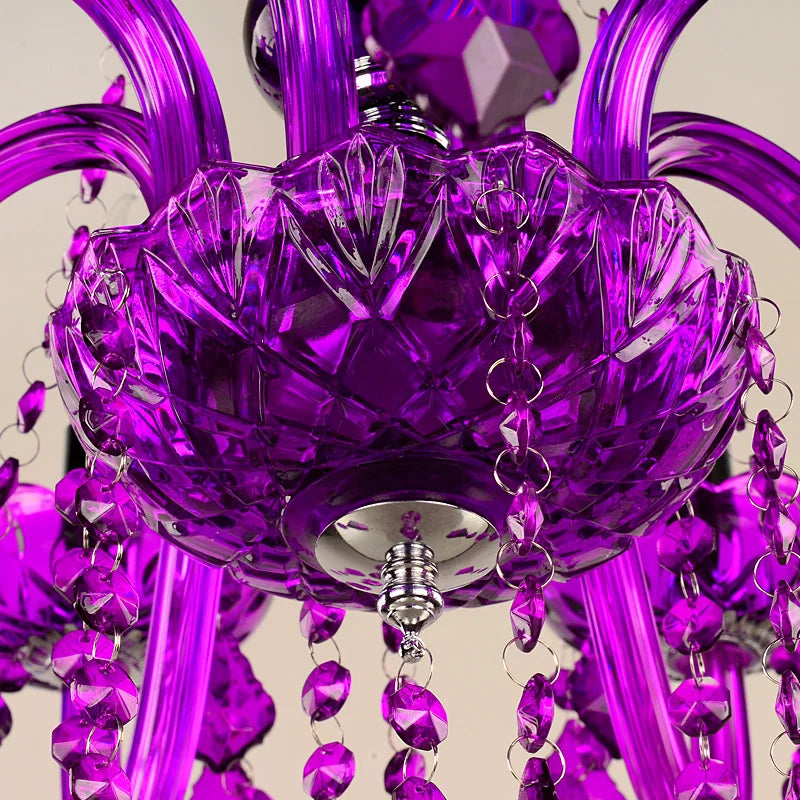 Luxurious Purple Crystal Chandelier Ideal for Villas, Weddings, and Space Decor