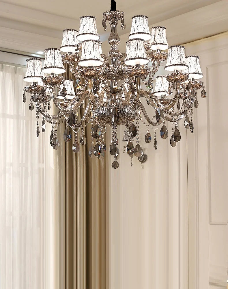 Luxury Smoky Grey Crystal Chandelier for Living Room & Bedroom