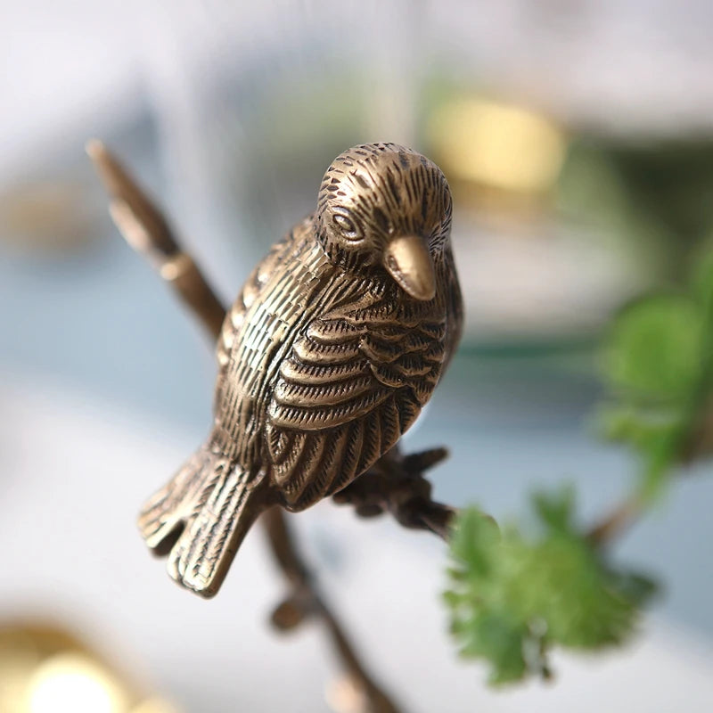 Luxury European Brass Tree Branch Bird Statue